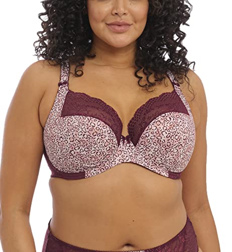 Elomi Lucie Banded Stretch Lace Plunge Underwire Bra (4490),36G,Wild Thing
