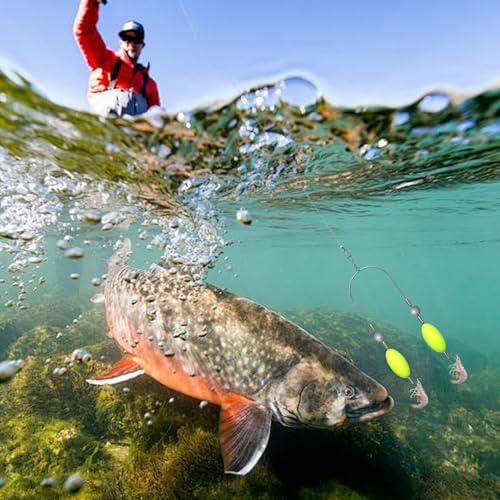 Set de 3 anzuelos dobles reversos para pesca, línea simple con doble anzuelo para pesca en agua dulce en lago y muelle miniatura 6