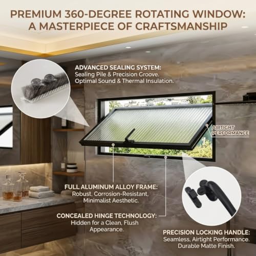 Ventana de ventilación empotrada para sótano sin humedades con giro 360 4