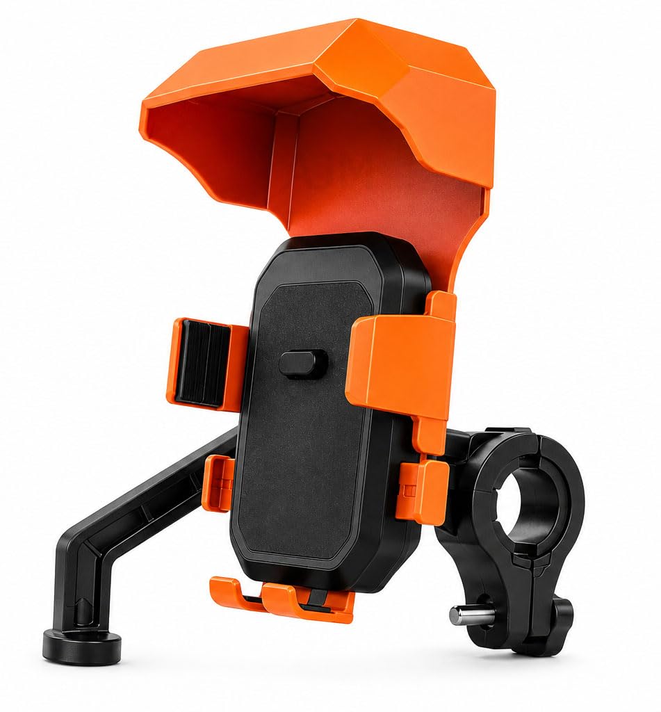 AJM Universal Bike Mobile Holder with Sun Shade | 360° Rotatable Phone Mount | Strong Handlebar Grip | Anti-Slip Mobile Stand for Motorcycle | Fits 4.7-7.0 Inch Smartphones-image-40