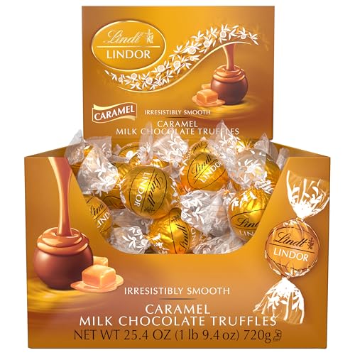 Lindt LINDOR Caramel Milk Chocolate Candy Truffles, 25.4 oz., 60 Count Box | 60 Count - image 9