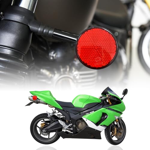 Image of Dickno 2 PCS M6 x 1.0 Motorcycle Reflectors, Plastic Screw Mount Reflective Warning Reflector, Universal Motorbike Rear Safety Reflectors for Motorcycle, Bicycle, Scooter (Round Red)