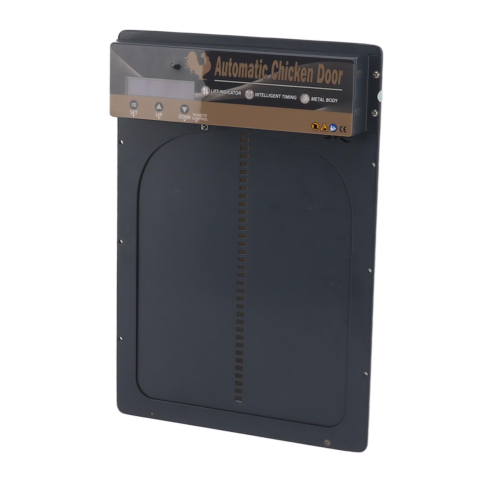 Porta Automatica per polli ad energia Solare, apriporta per pollaio, sensore di Luce 3 in 1, Schermo LED per Fattoria (Grigio)