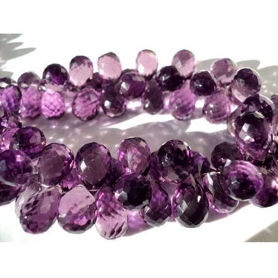 Améthyste violette naturelle facettée en forme de goutte haute joaillerie 4 pouces