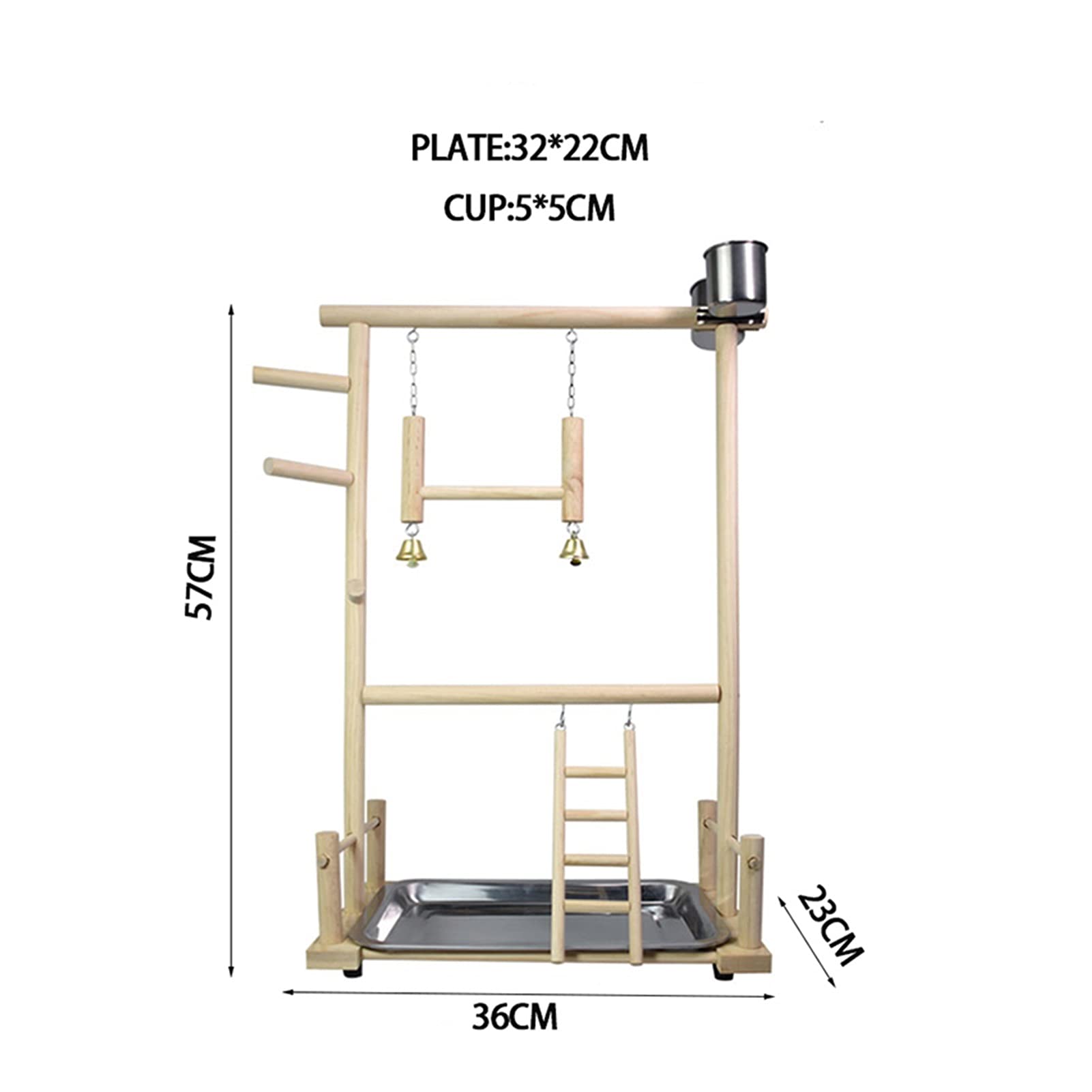 Juguete para pájaros con taza, juguetes, bandeja, pájaro, swing, escalada, puente de escalera colgante, madera, cashatiel, parque infantil, perches para pájaros