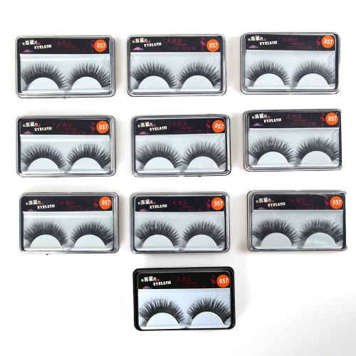 GREEN FABWOOD 10Pair Reusable Charming Cross Fake False Eyelashes