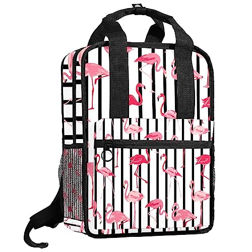 Sac à dos pour garçons multicolore motif flamant rose avec bretelles ajustables