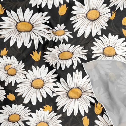 Daisy Silk Like Head Scarf for Women,Soft Fashion Neck Scarf Square Satin Head Scarf 23.6 Inches4