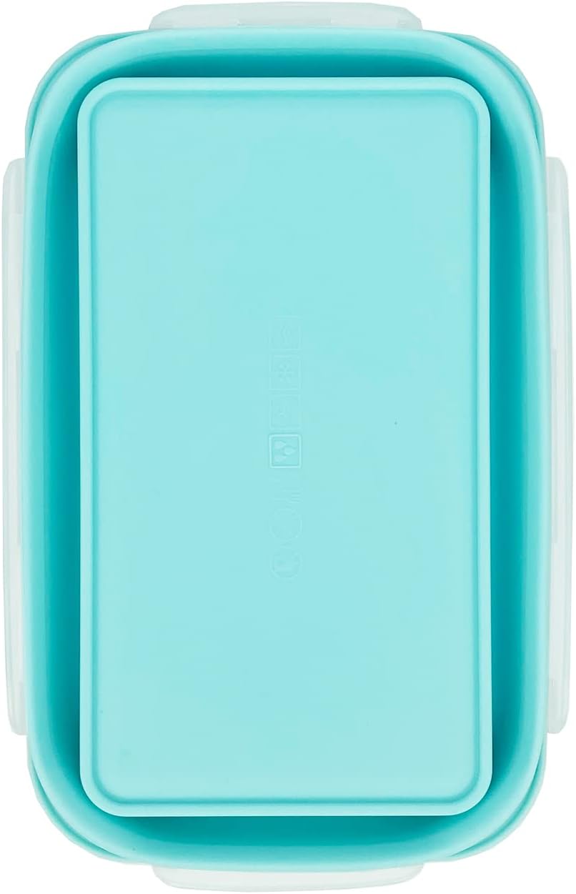 CARTINTS Large Collapsible Camping Food Containers, 1200ml Silicone Lunch Container, Microwave Safe Reusable Meal Prep Container For Indoor&Outdoor Kitchen With Foldable Spoon, Blue - Image 7