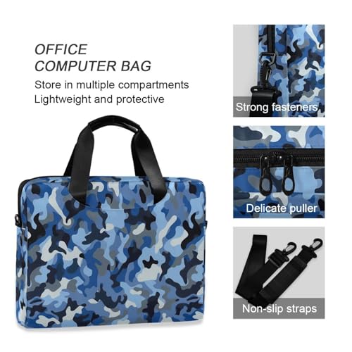 Maletín para portátil 15.6" con correa y asa azul camuflaje miniatura 5