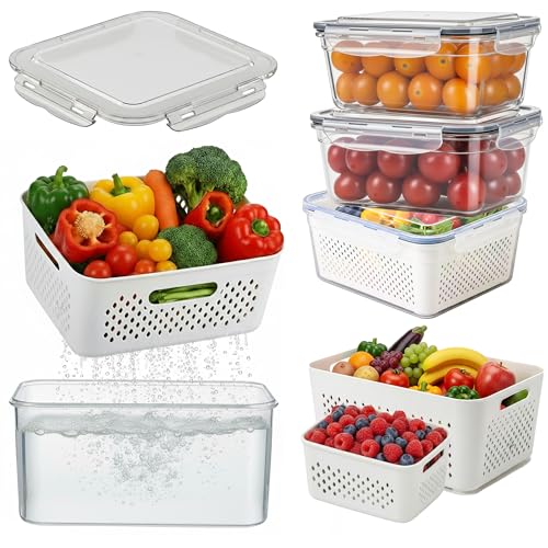 5 Pack Large Fruit Storage Containers with Lids