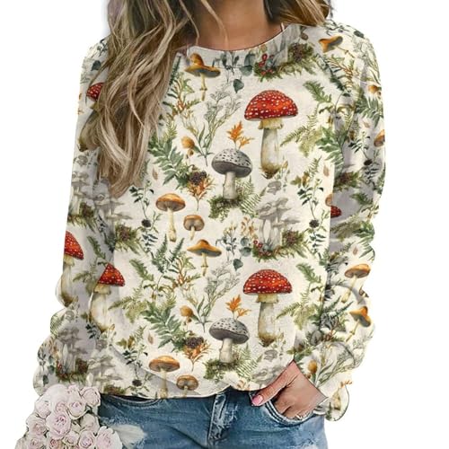 Sweat-shirt graphique femme champignon idéal pour vos sorties nature et weekends cocooning