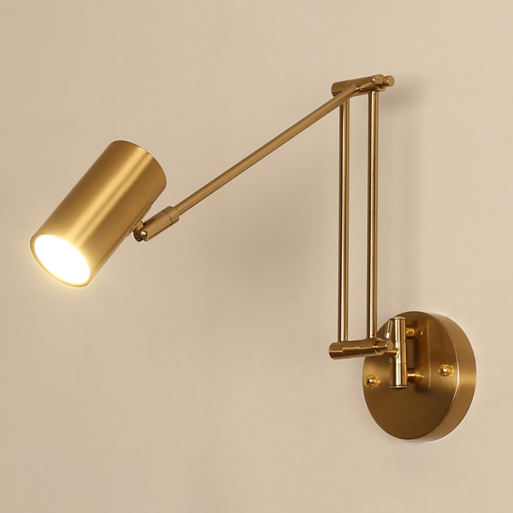 SXECAEPS Swing Arm Wall Sconce Adjustable Mount Reading Light Bedside Lamp Focus Spotlight Hardwired Sconces Bedroom Headboard Lights E27 Lamps for Study Read