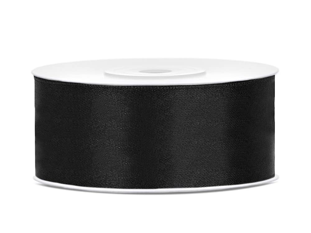 partydeco.pl 25m Satinband Satin Geschenkband schwarz 25mm breit