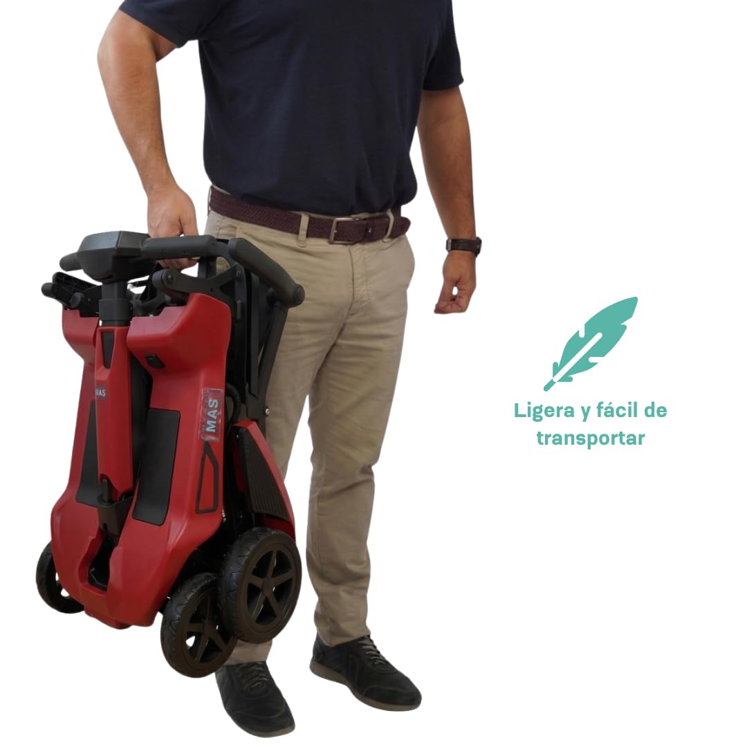 Scooter disabili pieghevole leggero MAS – 2 motori 270 W brushless, fino a 35 km autonomia, compatto e facile da trasportare, 2 batterie al litio rimovibili, ideale per anziani