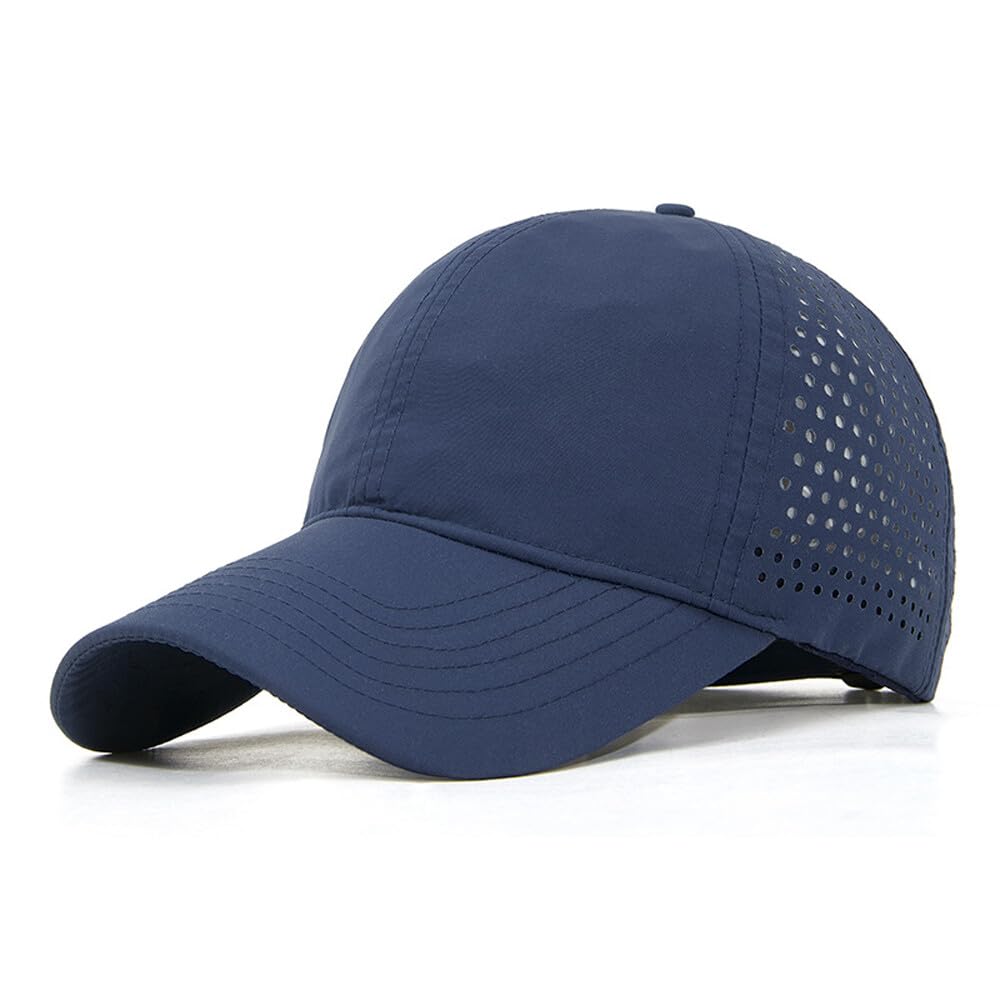 TecHong Quick Dry Baseball Cap - Adjustable Sun Hat Unisex Summer Breathable Dad Cap for Outdoor Sports Dark Blue