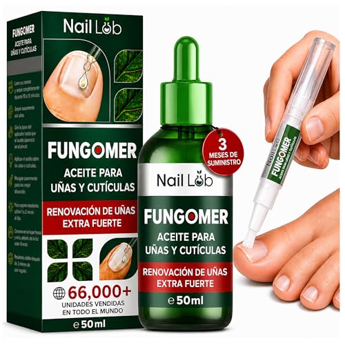NAIL LAB Tratamiento Fúngico Premium Extra Fuerte para Uñas de Pies y Manos - 50ml - Con Aceite de Árbol de Té - Lápiz Fúngico de 3ml + Lima Gratis