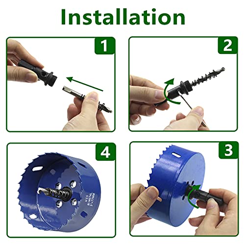 Image of Luomorgo 77mm /3 inch Hole Saw | 1 1 /4 inch Cutting Depth, HSS Bi-Metal, For Wood Cornhole Boards Plastic Drywall & Metal Sheet
