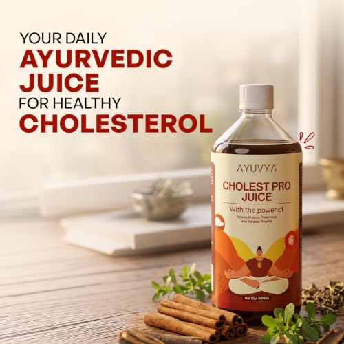 Image of Ayuvya Cholest Pro | Cholesterol Care Juice | Contains Arjuna, Amla, Punarnava & Brahmi | Supports Heart & Artery Health Naturally | Helps to maintain Healthy Blood Pressure & Circulation | 1000 ml