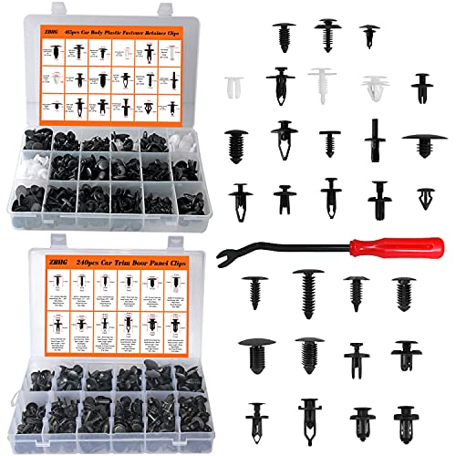 MUKOOL 415pcs Auto Body Push Pin Rivet Clips+240pcs Car Trim Panel Body Plastic Fastener Clips with Fastener Removal Tool Replacement Parts for Toyota GM Ford Honda Lexus MR2 Chrysler