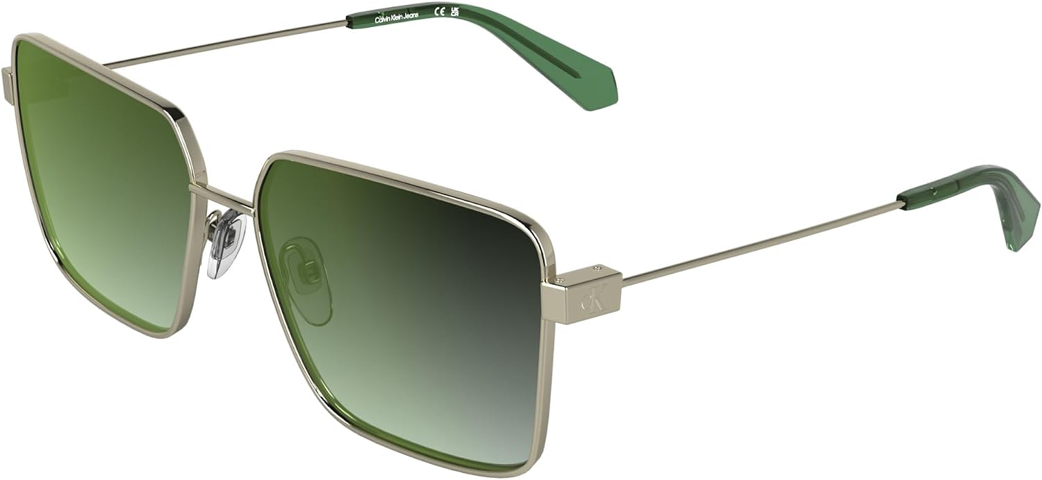 Calvin Klein Jeans Women's Sunglasses CKJ26201S - Light Gold with Mirror Gradient Green Lens