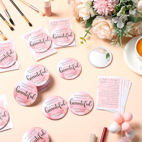 Set 25 espejos compactos redondos rosas para maquillaje miniatura 4