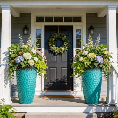 Ultym 23.75' H Large Tall Outdoor Planters, Set of 2 Plastic Large Flower Pots for Outdoor Plants...