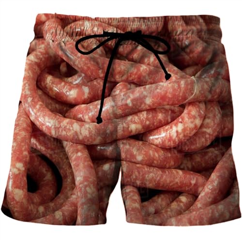 Men‘s Gourmet Food Graphic Beach Grilled Sausage Shorts for 3D Printed Sausage Boardshorts Meat Sausage Short Pants2
