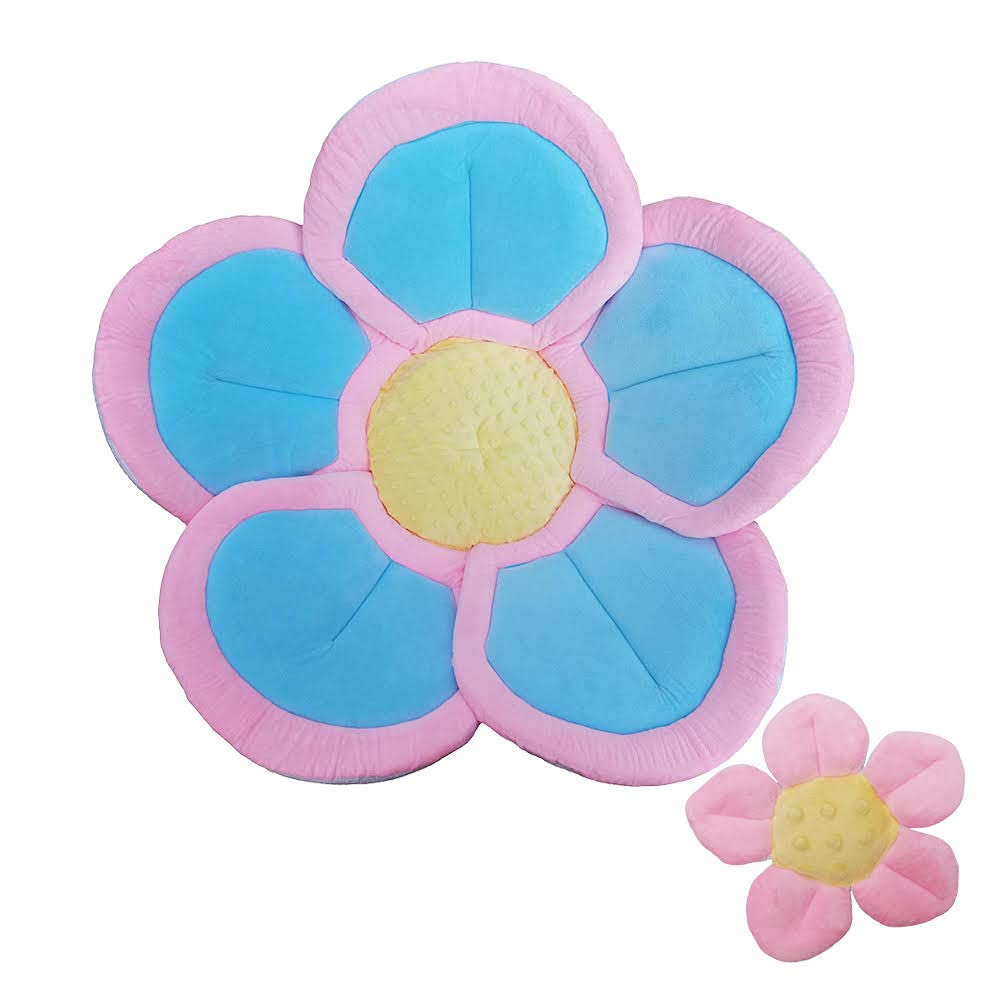 Baby Bath Flower Soft Cushion Non-Slip Safety Sink Insert Tub Creative Play-mat 0-12 Months, Includes Mini Bath Flower Scrubby BPA Free (Baby Pink Coral)