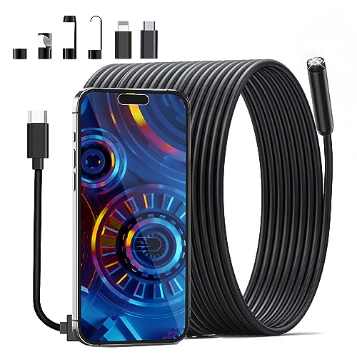 Endoskopkamera mit Licht 10M, 1080P HD Endoskop-Kamera Handy Wasserdichtes Ip67 Kein WLAN Erforderlich Inspektionskamera Kanal-Kamera Handy mit 8 LED Licht für Android & iOS, Tablet 32.8ft/10M