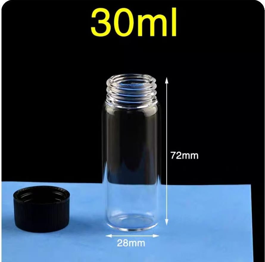 Hochwertige Quarzglas-Gewindeflasche – 2–100 ml versiegelte Probenahme-Reagenzienflasche mit PTFE-Abdeckung, hohe Temperaturbeständigkeit bis 1200 °C(30ml)