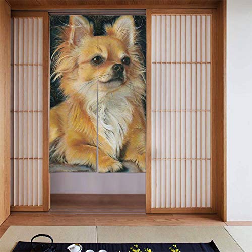 犬 チワワ のれん 目隠し カーテン 部屋仕切り 間仕切り 遮光 おしゃれ 86x143cm