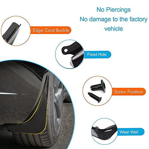 Image of Mud Flaps for Tesla Model 3 2016-2023 Splash Guards Glossy Black Front Rear Fender Protection Mudflaps No Need to Drill Holes (Set of 4, Gloss Black)