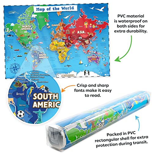 Snapklik United States World Map Poster For Kids 2 Pc 24 X Snapklik united states world map poster for kids 2 pc 24 x