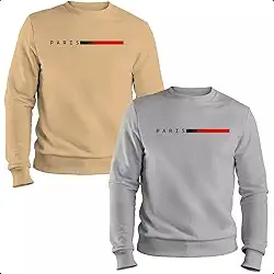 Kit 2 Moletom Masculino Paris de Frio Liso Gola Careca Flanelado e Macio