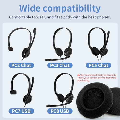 Ersatz Ohrpolster für Sennheiser Kopfhörer - Headset Schaumstoff Ersatz für Sennheiser EPOS PC 8 USB, Kopfhörer Schaumstoff für Headset mit Mikrofon, Earpads für PC 2/3/5 Chat, Headset Zubehör (6 Stk)
