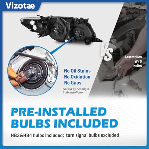 2009–2010 Toyota Corolla Headlights | OEM Halogen Replacement with Bulbs - Image 5