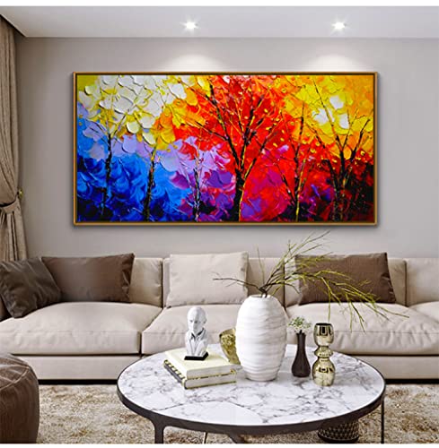 Peinture de décoration moderne pour canapé paysage forêt bleu 90x180
