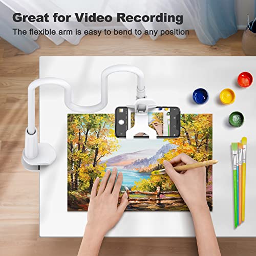 Image of VIVI MAO Gooseneck Cell Phone Holder, Universal 360 Flexible Phone Stand Lazy Bracket Mount Long Arms Clamp for Phone 13 Pro Xs Max XR X 8 7 6 6s Plus and Other 3.56.7 Device (White).