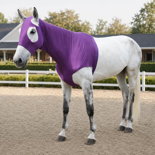 Image of Horse Slinky Hood with Zipper, Stretchy Sleazy Hood Purple M