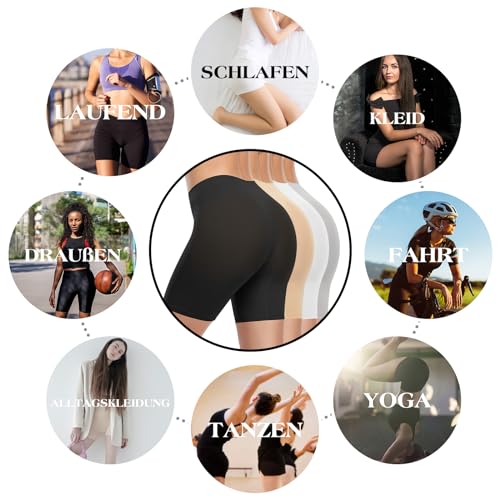 Image of ZENUTA Women 4 Pack Slip Short Under Dresses Underwear, Anti Chafing Seamless Cotton Shorts for Women Boy Shorts