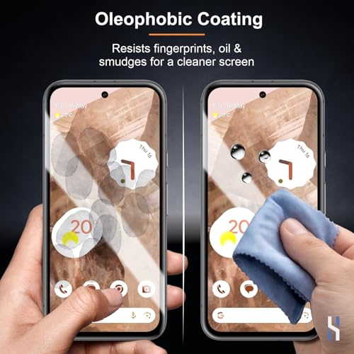 Image of Tempered Glass for Google Pixel 8A (6.1 Inch) Military Grade 9H Screen Guard, Anti-Scratch, Shatterproof, Edge-to-Edge Full Coverage - Black Border