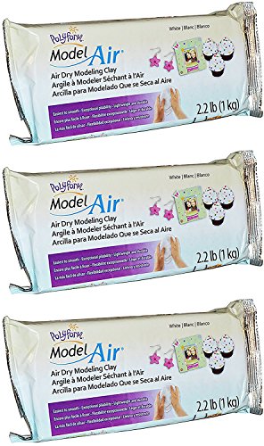 Sculpey Model Air White Dry Clay - New Formula - Lightweight, Durable - Ideal for Kids, Crafts, and Jewelry Projects - 2.2 Pounds, Pack of 3