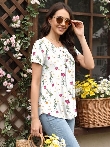 Image of Womens Summer Pajama Sets 2 Piece Short Sleeve Top and Capri Pants Plus Size Ladies Lounge Pjs Sets with Pockets