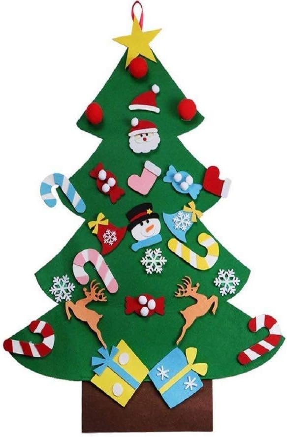 3ft Diy Felt Christmas Tree Set with 26 Detachable Decorations Hanging Decorations for Kids Door Wall Hanging Decoration,95 * 70cm