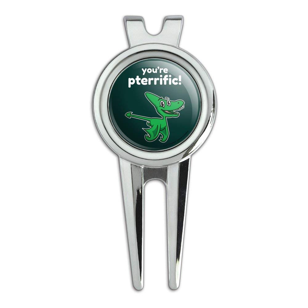 GRAPHICS & MORE You're Pterrific Terrific Pteranodon Dinosaur Funny Humor Golf Divot Repair Tool and Ball Marker