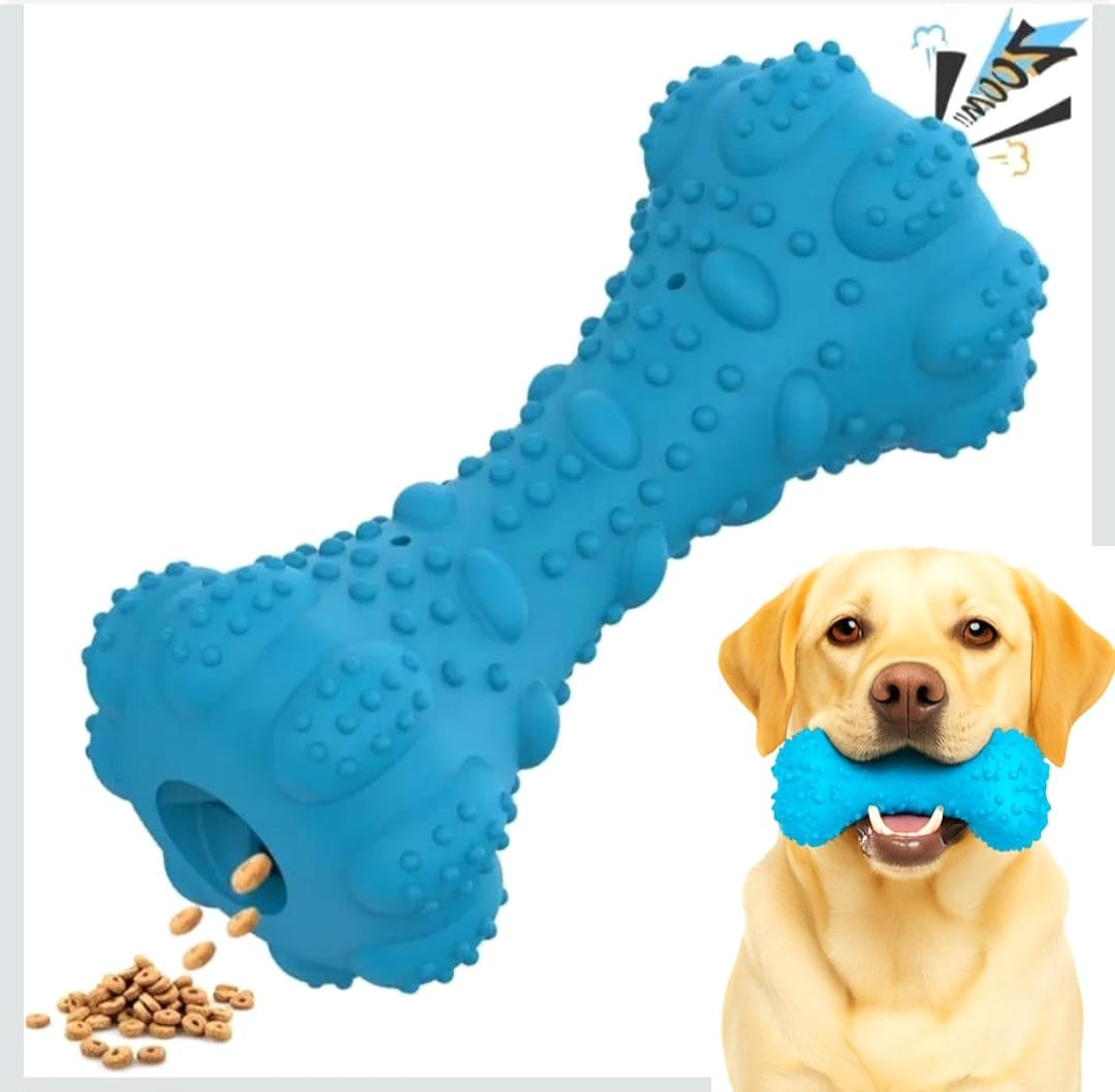 Skyglow PET SUPPLIES Tough Rubber Dog Chew Toy. Safe, non toxic, 4-in-1: Chewer, Teeth Grinder