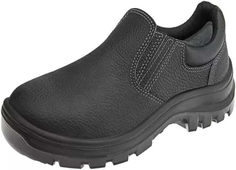 Sapato botina Segurança Ocupacional EPI Vulcaflex Marluvas 10vt48 cabedal em couro Bico PVC e solado Bidensidade