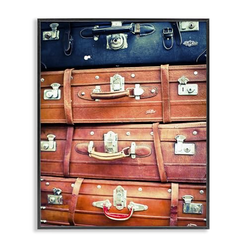 Stupell Industries Varied Stacked Suitcases Framed Giclee Art Design by Susan Bryant