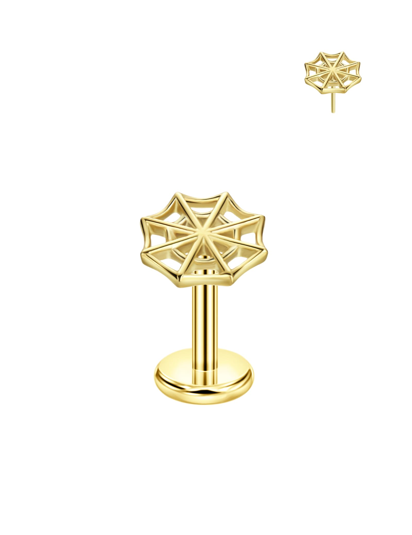 FANSING Spider Web Threadless Push Pin Labret Studs Surgical Steel Halloween Piercing Jewelry